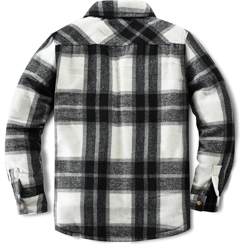 Men's Blackline Cotton Sherpa Lined Button Down Flannel Shirt Jacket Plaid Soft - Picture 2 of 7